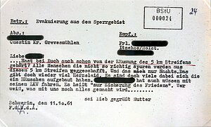 Brieftext einer Betroffenen über den Ablauf der Aktion Festigung vom 11. Oktober 1961