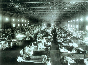 Notfallkrankenhaus für die Spanische Grippe 1918