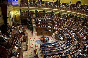 Plenarsaal im spanischen Abgeordnetenhaus in Madrid Spanien Parteien