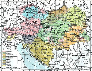 Karte Verteilung der Völker in Österreich-Ungarn