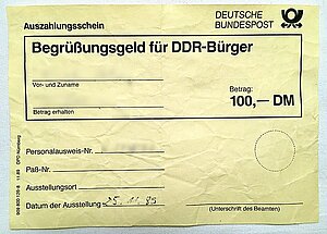 Begrüßungsgeld für DDR-Bürger