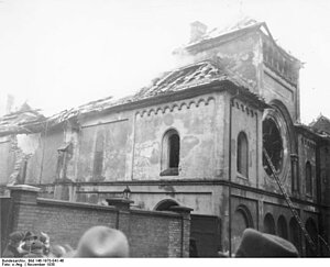 Zerstörte Synagoge in der Fasanenstraße