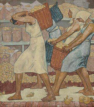 Frauen bei der Apfelernte von Fritz Erler