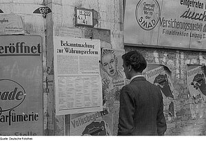 Plakat zur Währungsreform in Leipzig SMAD DDR