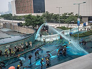 Einsatz von Wasserwerfern gegen Demonstranten in Hongkong 2019 Hongkong Demonstration 2019