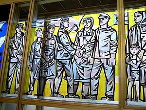 Fenster im Stil des Sozialistischen Realismus Sozialistischer Realismus