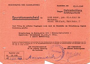 Epurationsentscheid Saarland