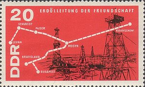 Briefmarke mit der Erdölleitung Freundschaft
