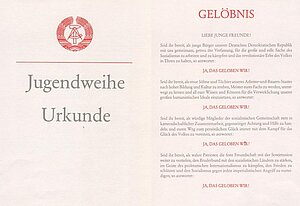 Jugendweihe Urkunde