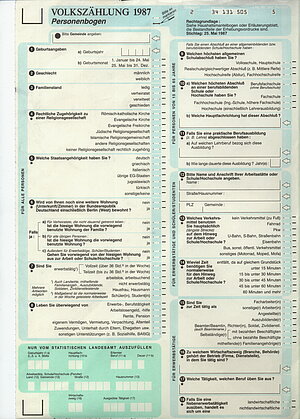 Fragebogen Volkszählung 1987