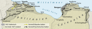 Eroberungen des liberalen und faschistischen Italien in Tripolitanien und der Cyrenaika bis 1927
