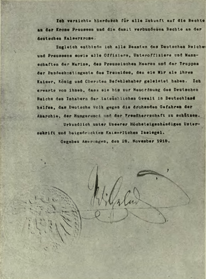 Abdankung Wilhelm II.