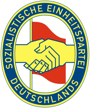 Das Logo der Sozialistischen Einheitspartei Deutschlands: SED