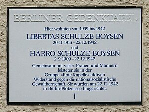 Berliner Gedenktafel zum Andenken an das Ehepaar Schulze-Boysen