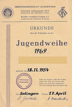 Was ist Jugendweihe? Jugendweihe Urkunde