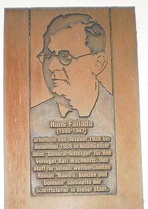 Deutscher Autor Hans Gedenktafel für Hans Fallada