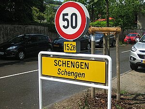 Ortsschild Schengen