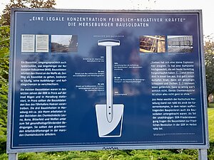 Platz der Bausoldaten in Merseburg mit Infotafel