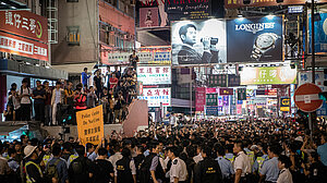 Proteste in Hongkong in Mongkok auf der Halbinsel Kowloon am 28. Oktober 2014 Hongkong Protest