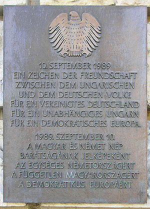 Gedenktafel zur Grenzöffnung in Ungarn 11. September 1989