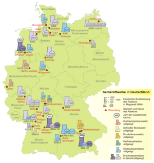 Karte Kernkraftwerke in Deutschland