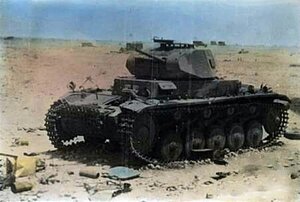 Kaputter deutscher Panzer in Libyen