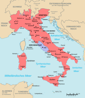 Karte Italien 1870