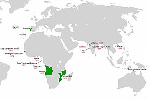 Karte der Kolonien von Portugal Portugal Diktatur